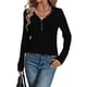 thumbnail image 4 of Camisetas de Punto Suaves y Transpirables para Mujer, con Cuello en V, Botones, Larga, Corte Holgado, Cálidas, Tipo Suéter Negro 4XL, 4 of 10
