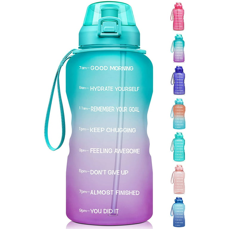 OICEPACK 1 Gallon Water Bottle with Straw & Chug lid (optional), BPA Free  128oz Large Water Bottle with Motivational Time Marker and Hand