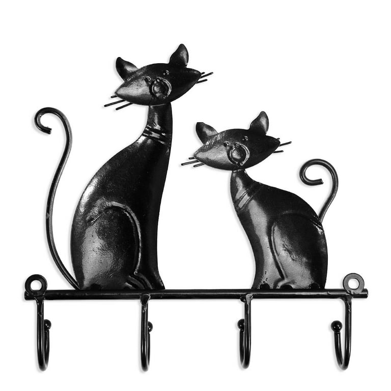 Tooarts Iron Cat Wall Hanger Hook Decor 4 Hooks for Coats Bags Wall Mount  Clothes Holder Decorative Gift