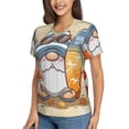 thumbnail image 2 of Honeii Hello Summer Cute Gnome Print Women's Classic V-Neck T-Shirt,Womens Fashion Tops,Stylish Everyday Top for Women, Casual Summer Spring Outfits Clothes-X-Large, 2 of 5
