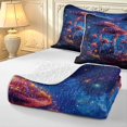 thumbnail image 4 of Homewish Cute Fungus Plants Bed Spread Queen,Watercolor Botanical Mushrooms Queen Coverlet Set,Blue Orange,Navy Blue Reversible,3-Piece, 4 of 7
