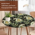 thumbnail image 6 of Black Teal Boho Botanical Fitted Tablecloth with Elastic Edged, Round Table Cloth for Dining Table, Southwestern Retro Ethnic Tribal Waterproof Oil Proof Table Cover for Indoor Outdoor 45"-54", 6 of 9