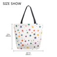 thumbnail image 5 of FORMRS Womens Canvas Tote Bag with Zipper Inner Pocket Shoulder Handbag, Beige Stars, 5 of 7