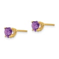 thumbnail image 5 of 14K Yellow Gold 5mm Heart Amethyst Earrings, 5 of 6
