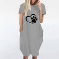 thumbnail image 3 of Meichang Robes d'Été pour Femmes Grande Taille Col Rond Manches Courtes Longueur Genou Robes Mignonnes Imprimé Patte de Chien Cœur Robes Midi Coupe Ample Robes de Vacances d'Été, 3 of 4