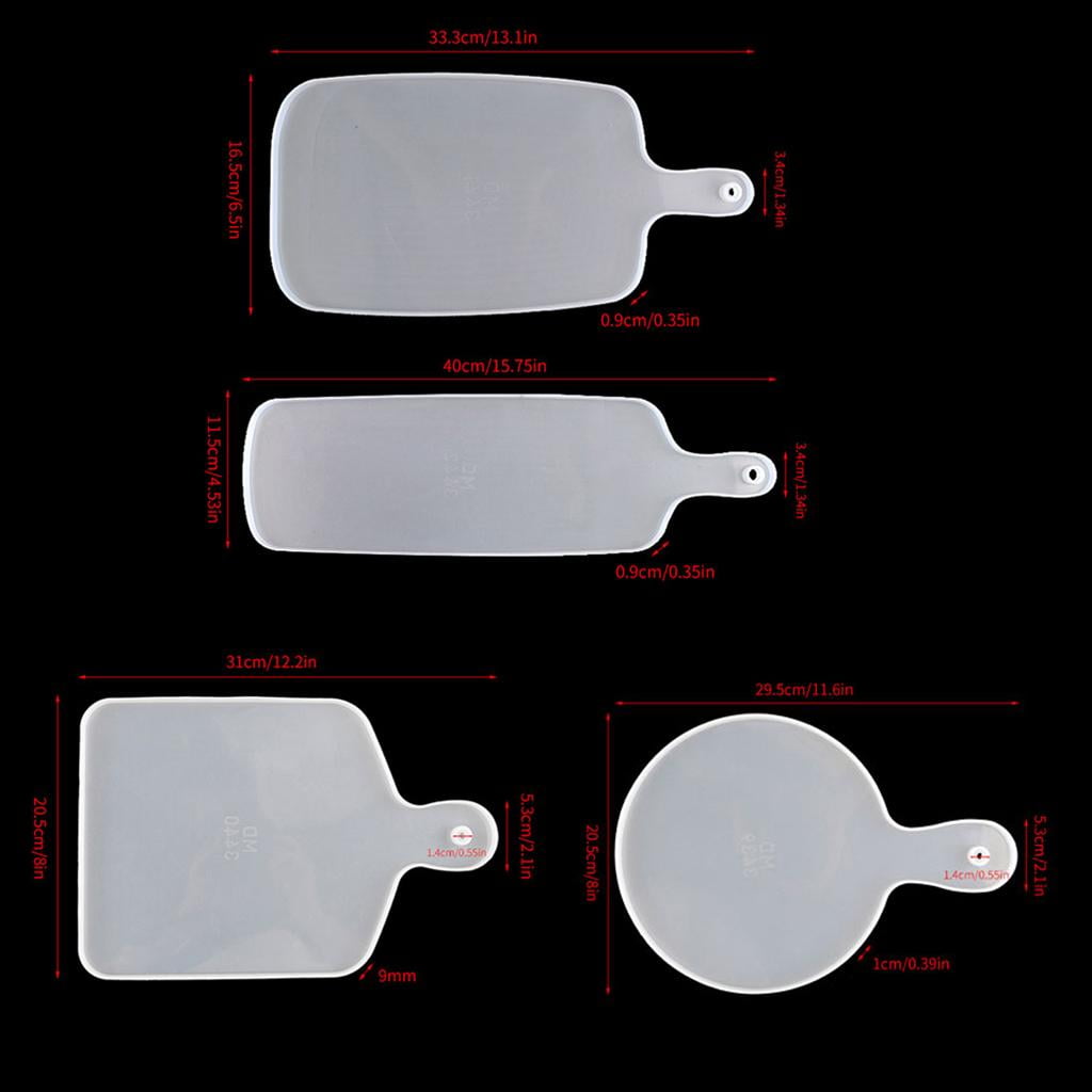 Necvior 4 Pcs Thick Resin Tray Molds DIY Large Serving Handle Board Silicone Molds