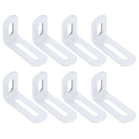 Uxcell 8 Pcs Adjustable Right Angle Brackets, Slotted L-Shape Corner Bracket 2"x1.2"x0.7", 90 Degree Steel l Bracket Support for Shelves, Wood Furniture Construction, White