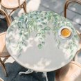 thumbnail image 2 of Eucalyptus Leaves Round Tablecloth, Fitted Table Cover with Elastic for 36"-44" Round Tables, Sage Green Summer Botanical Weeping Rustic Table Cloth Outdoor Dinning Party Waterproof Tablecloths, 2 of 7
