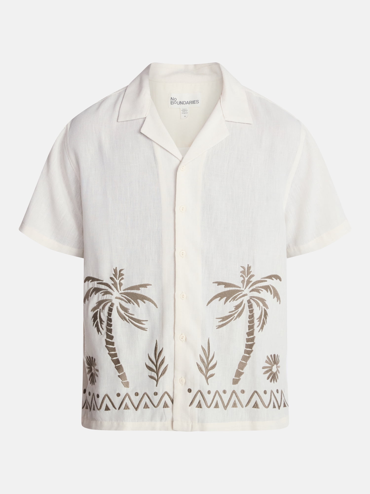 No Boundaries Embroidery Shirt with Short Sleeves, Men's XS-5XL