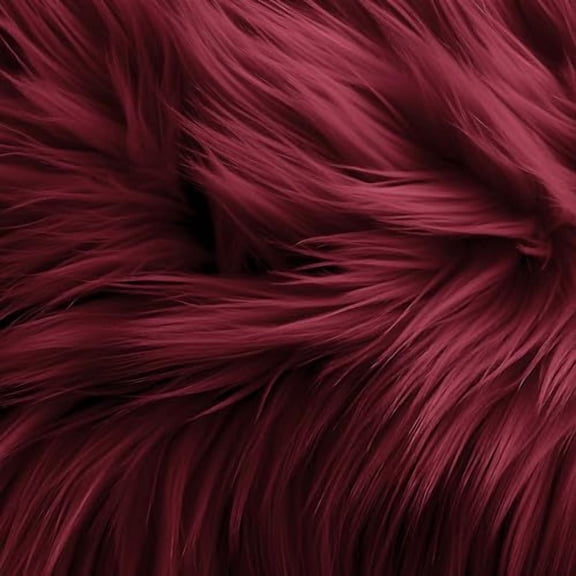 NAMZI 2 Pcs 25x25cm Wine Red Faux Fur Craft Patches, Fluffy Shaggy Synthetic Plush for DIY Sewing & Winter Crafts