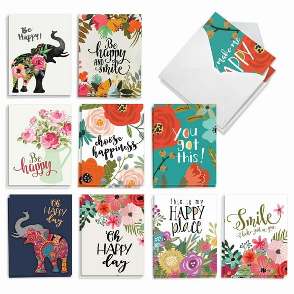 20 Blank All Occasion Cards Assorted (10 Designs, 2 Each) - Optimisms All Occasion (4" x 5.12") AM6631OCB-B2x10