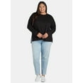 thumbnail image 4 of Time and Tru Women's Crewneck Sweatshirt with High-Low Hem, Sizes XS -4X, 4 of 5