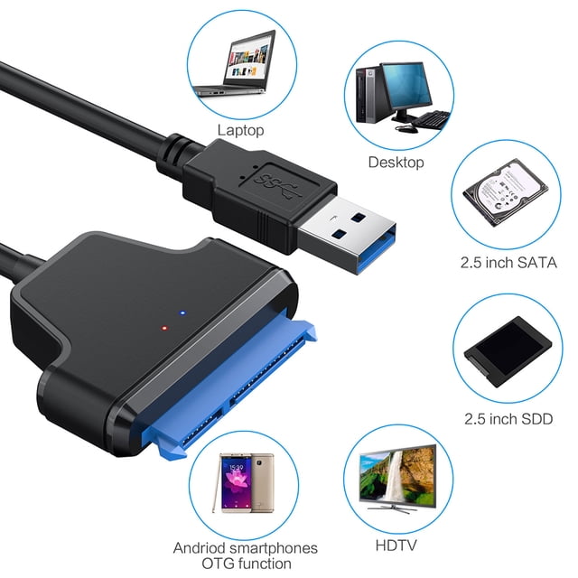 Adaptador Adaptador USB a SATA 20/50CM USB3.0 Cable convertidor SATA para portátil SSD de 2,5 pulgadas