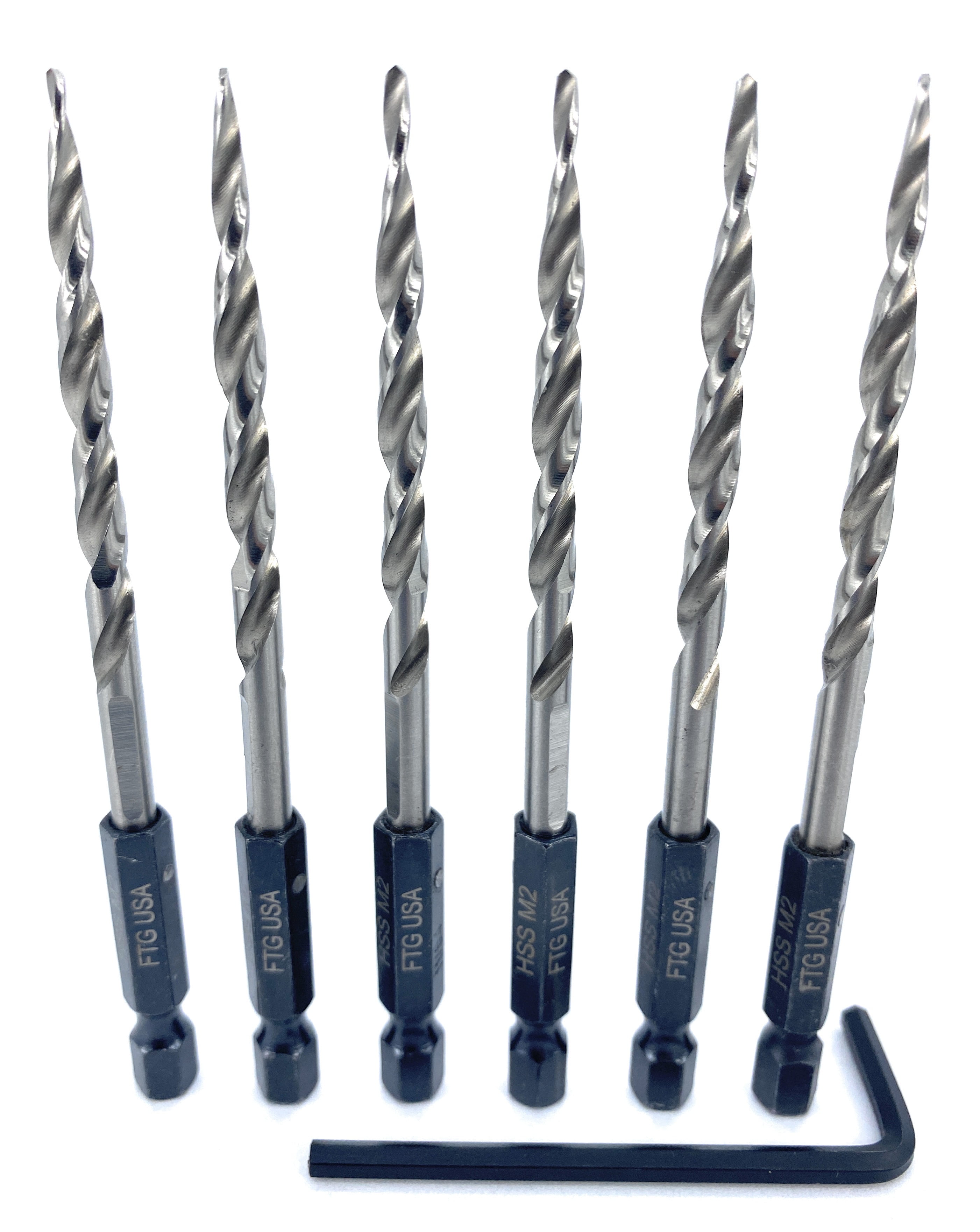 FTG USA Replacement Tapered Countersink Drill Bit Set 6 Pc Bit (#8) 11/64"