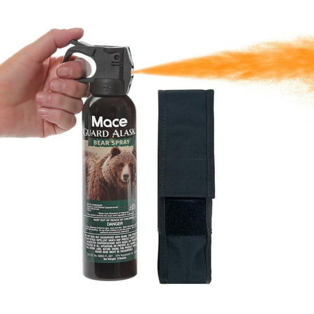 Mace Brand Guard Alaska Bear Deterrent Self Defense Spray with Heavy Duty Nylon Spray Holster, 9.17 oz, 20 Feet Range, Max Strength 20% OC Wildlife Safe Formula, Great for Hiking, Camping, & Hunting