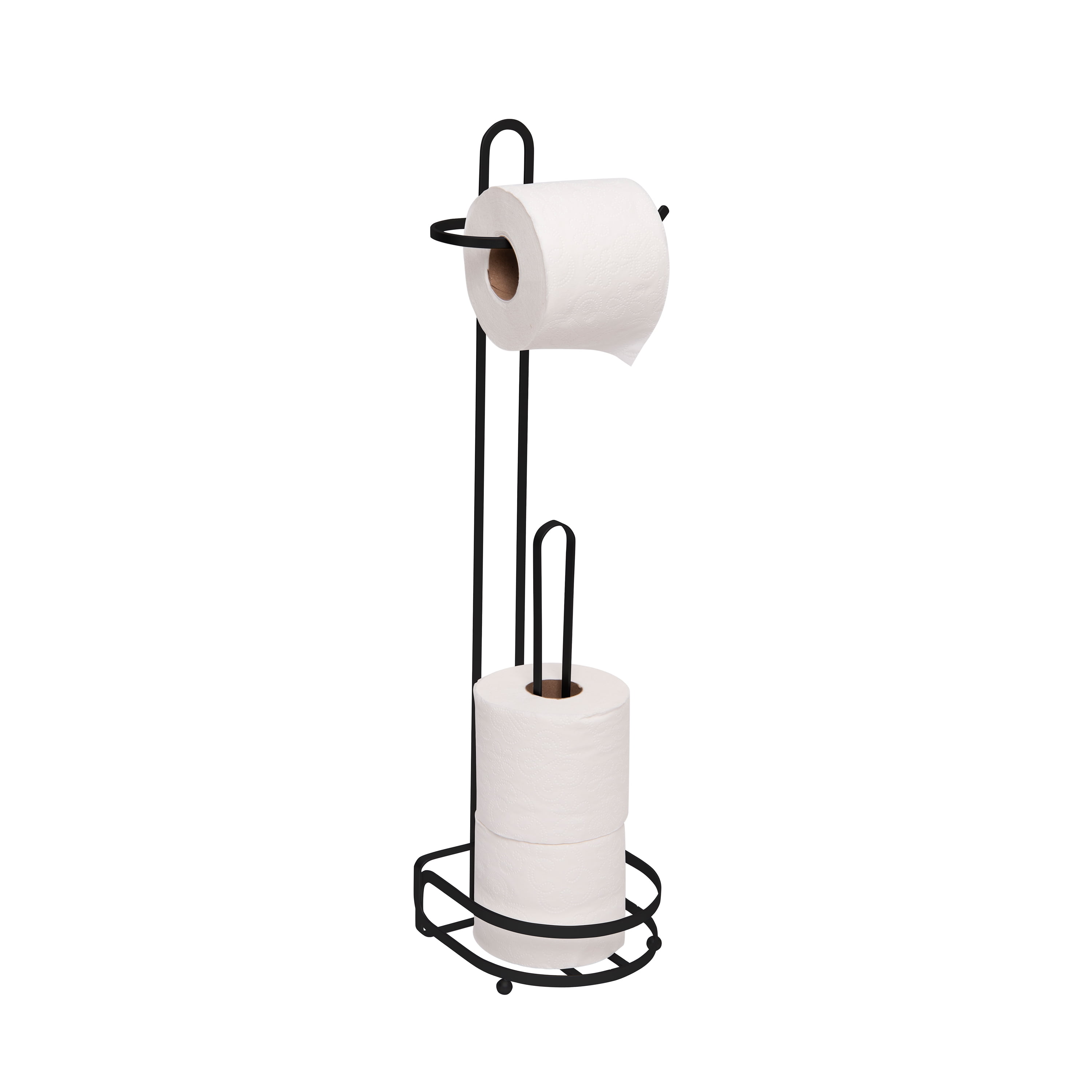 ELLE Paris Noir Freestanding Toilet Paper Dispenser and Reserve in Black