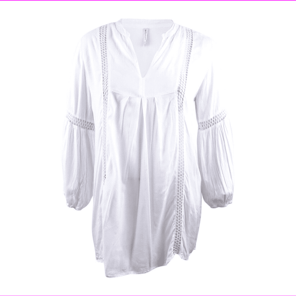 Raviya Raviya Women's EyeletTrim Tunic Long Sleeve CoverUp Swimsuit
