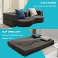 thumbnail image 6 of CECER Queen Size Convertible Futon Sofa Bed, Floor Sofa Bed Foldable, Foam Folding Mattress Sleeper, Cloth Fabrics Floor Couch Lounge Sleeper Bed for Living Room Bedroom Dark Grey, 6 of 7