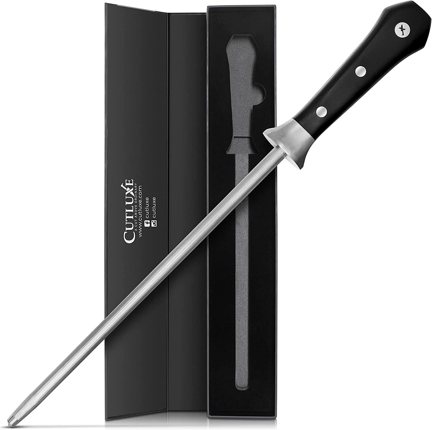 ARCCI Diamond Knife Sharpening Steel, Professional Chef Sharpener Rod, Kitchen Knife Sharpener Household Honing Steel, 10-Inch