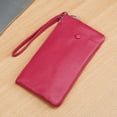 thumbnail image 3 of Wristlet Phone Purse Solid Color Portable Genuine Leather Card Wallet Zip Wallet, 3 of 10