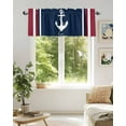 thumbnail image 6 of Coastal Nautical Anchor Kitchen Valances for Windows Vintage Red Blue Striped Valance Curtains&nbsp; for Kitchen /Living Room/Bedroom/ Bathroom Decor, 42"x12 " ,Rod Pocket 1 Panel,, 6 of 7