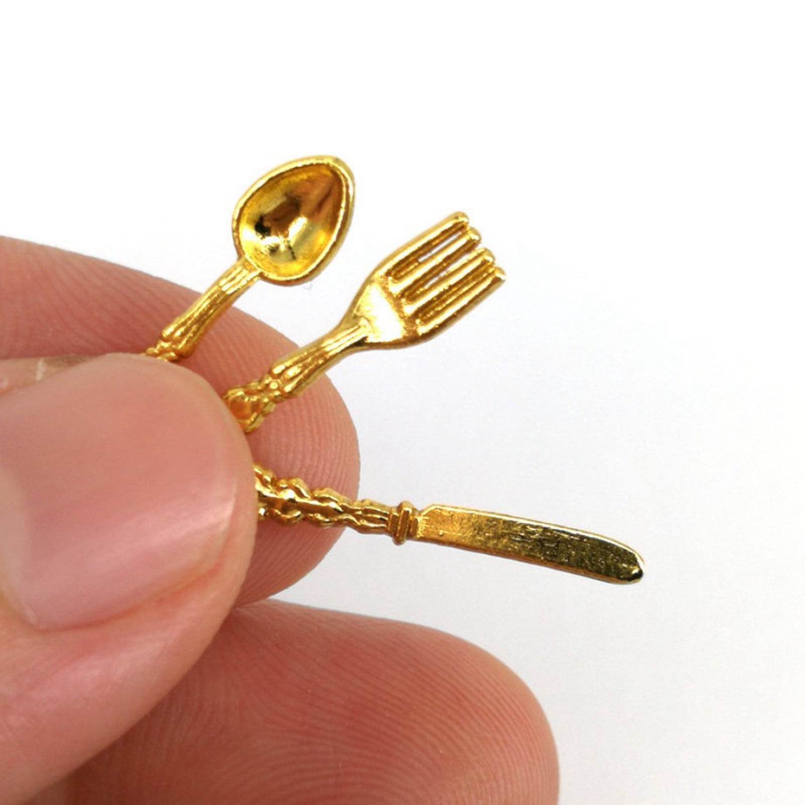 Details about   U002 Dollhouse 2pcs gold bear liked spoon tableware Miniature re-ment 1:12 