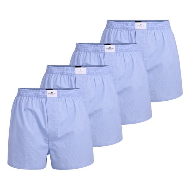 TOM TAILOR Men's Web Boxer Shorts, 4-pack - Puro algodón, Westside C, a cuadros Azul 2XL (XX-Large)