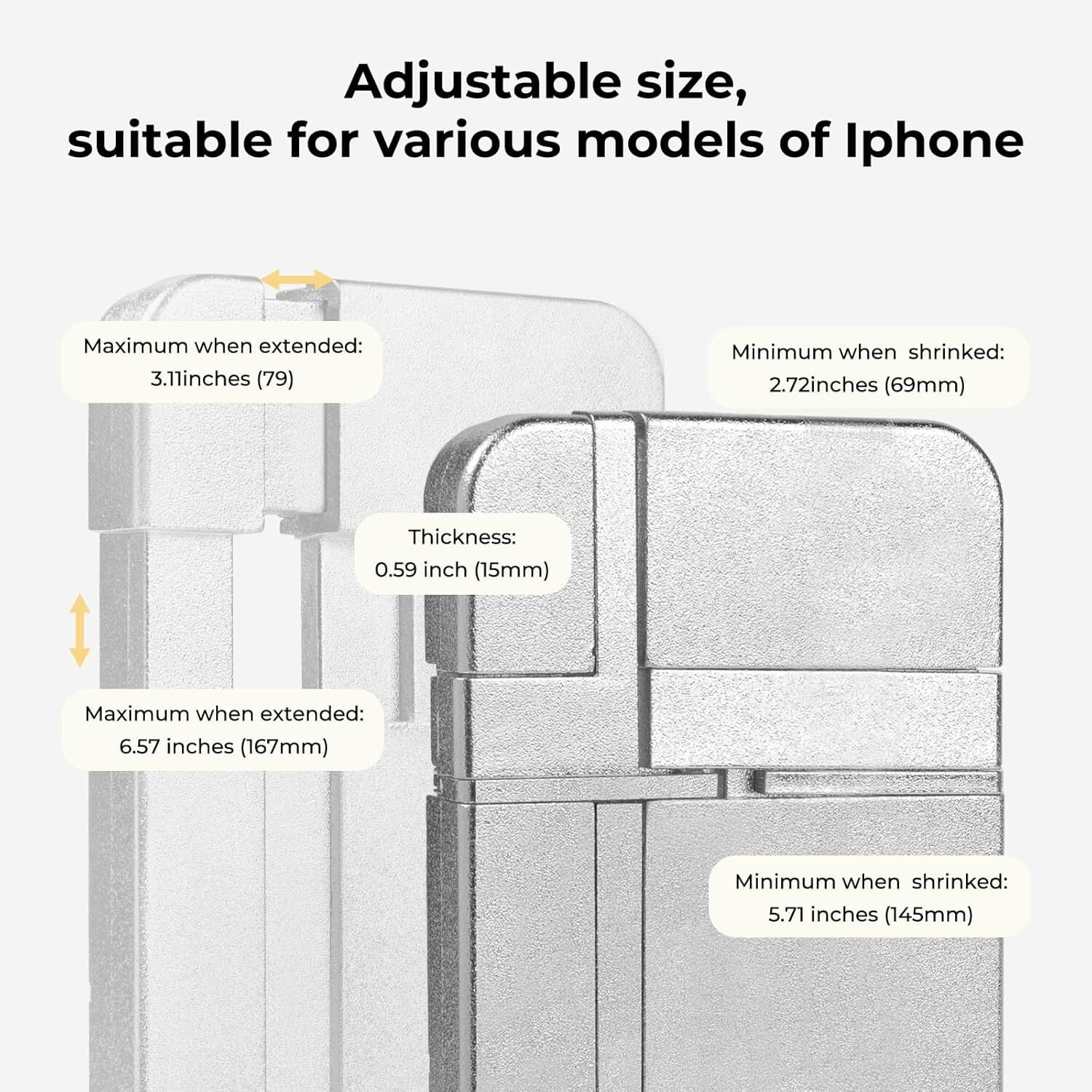HTVRONT Adjustable Phone Case Fixture- Universal Aluminium Fixture Mold Compatible with Multiple iPhone Models- Durable for Heat Pressing, Preventing Deformation and Uneven Heating