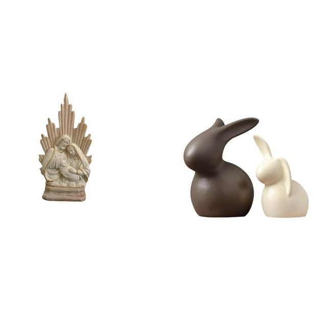Conjunto De Escultura De Resina De La Sagrada Familia Y Figura De Conejo De Porcelana Para Oficina, Mesa, Coche, Hogar, TV, Soporte, Decoración De Armario De Jardín De Pascua