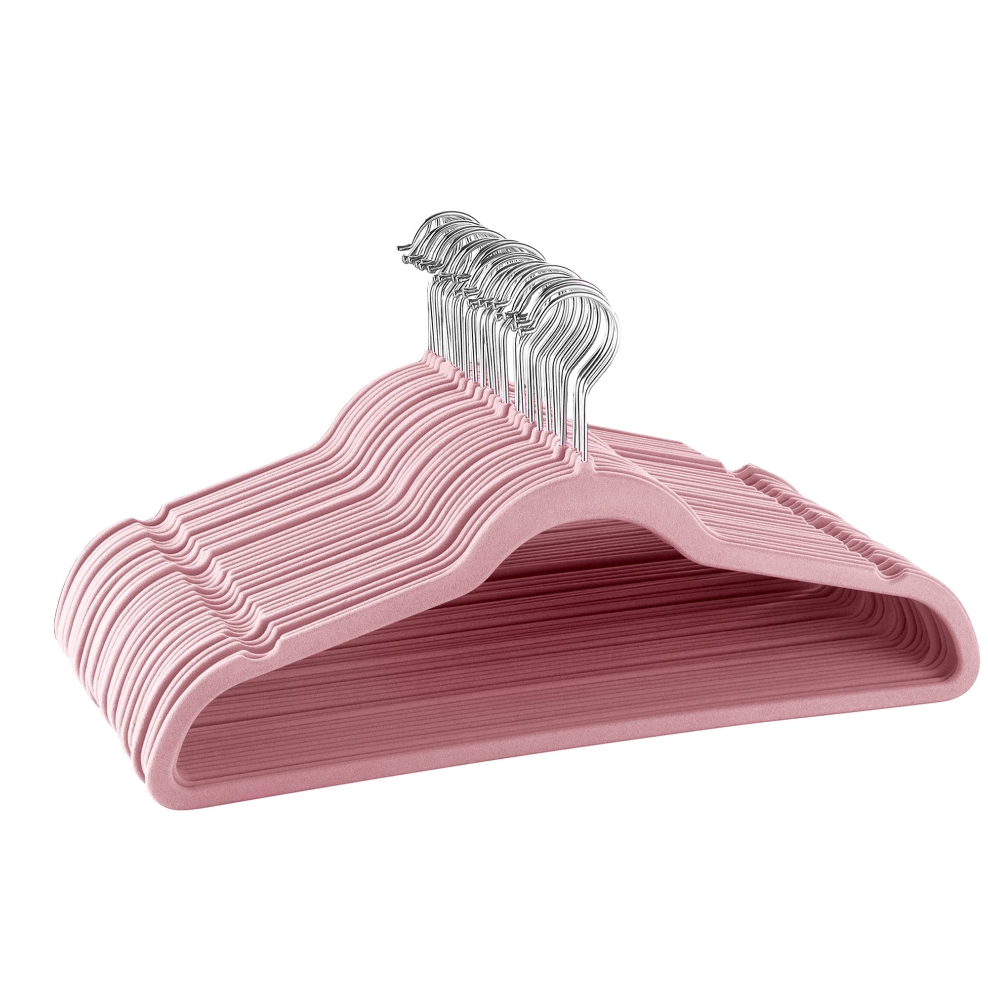 Elama Non Slip Velvet Clothing Hangers 30 Pack Pink