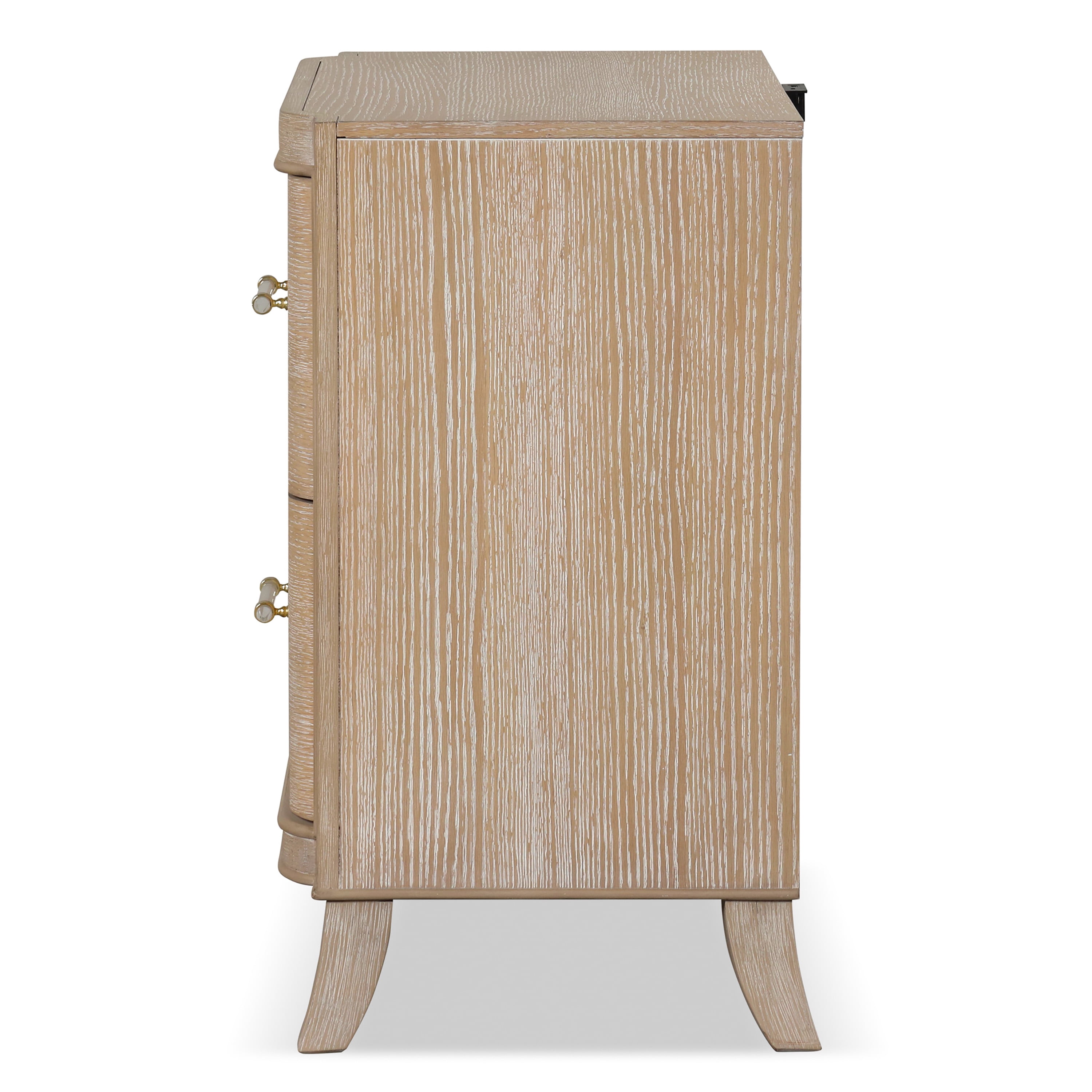 Furniture of America Enmi 2-Drawer Solid Wood Adult Nightstand with USB Port, Natural Oak