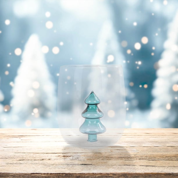 Vasos de cristal tridimensionales con forma de árbol de Navidad sin asa Vasos con forma de árbol Vasos para café y leche Productos decorativos