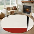 thumbnail image 3 of 6ft Washable Round Rug, Abstract Gemoetric Non-Slip Circle Area Rug for Living Room Bedroom, Art Red Color Block Indoor Floor Mat for Home Decor, 3 of 9