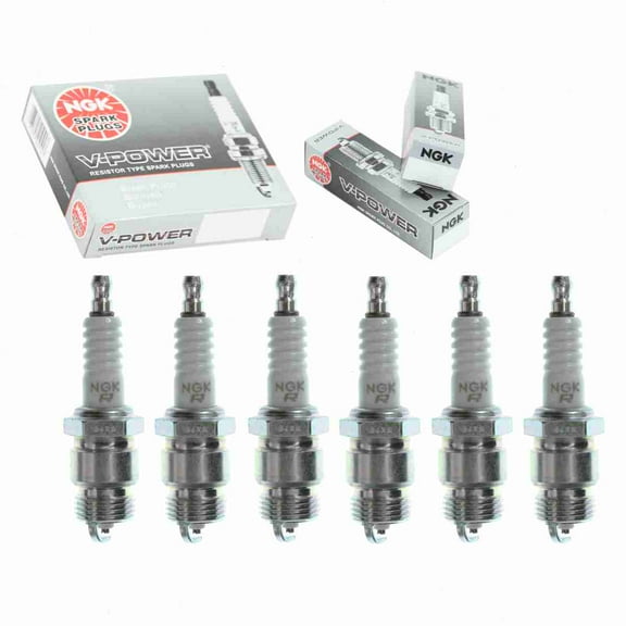 6 pc NGK V-Power Spark Plugs compatible with Ford F-150 4.9L L6 1975-1986