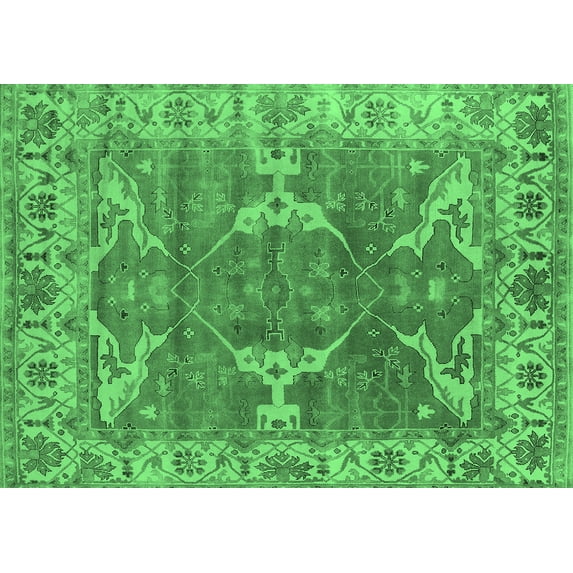 Ahgly Company Indoor Rectangle Oriental Emerald Green Industrial Area Rugs, 6' x 9'