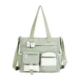 thumbnail image 5 of Faraee Cute Messenger Bag Womens Canvas Shoulder Crossbody Purse Multi Pockets Top Handle Satchel Casual College School Handbag Green, 5 of 7