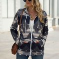 thumbnail image 2 of Abrigo de ajuste casual, abrigo de mujer de manga larga, chaqueta con cordón, abrigo con patrón geométrico, resistente y resistente, 2 of 7