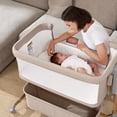 thumbnail image 6 of Angelbliss 3-in-1 Baby Bassinet & Bedside Sleeper, 6-Height Adjustable Rocking Crib for Newborns with Storage Basket, 6 of 7