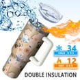 thumbnail image 5 of OBREWU Bulldog Dog and Flower Florals Tumbler with Handle and Lid,Bulldog Dog and Flower Florals 40oz Double Wall Vacuum Insulated Tumbler,Cups Gift for Women and Men, 5 of 7
