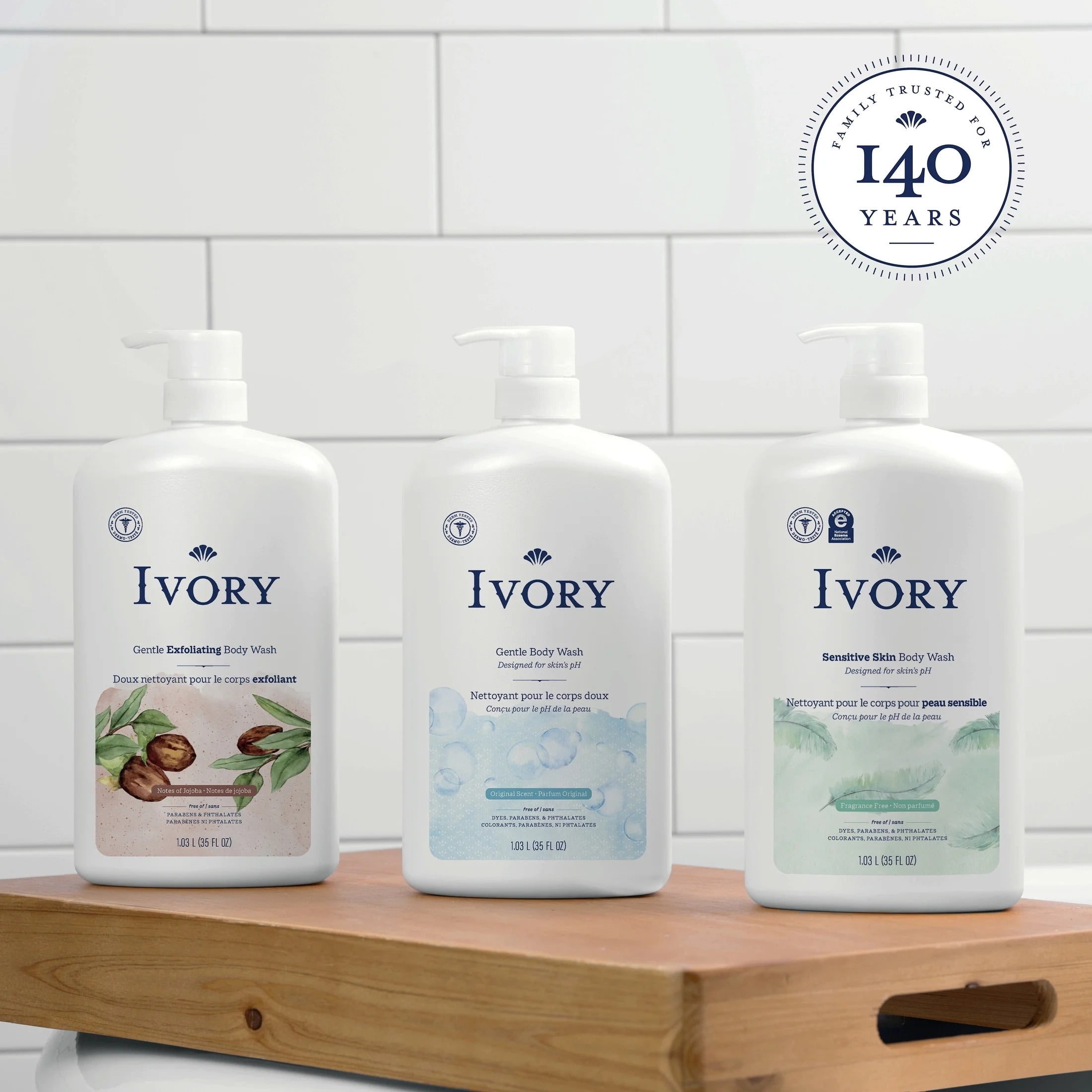 (4 pack) Ivory Mild and Gentle Body Wash, Fragrance-Free, for Sensitive Skin, 35 fl oz