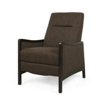 GDF Studio Drury Contemporary Fabric Upholstered Pushback Recliner, Brown and Dark Walnut