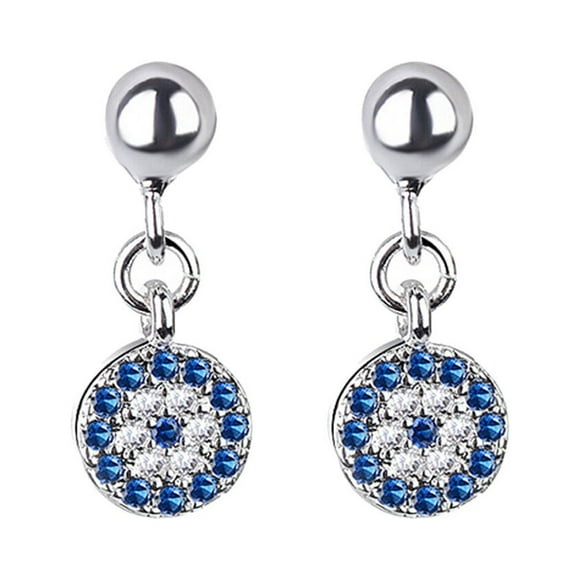 1 par de mujeres Pendientes de Rhinestone Fashion Pendiente de cobre Joyería del oído (azul)