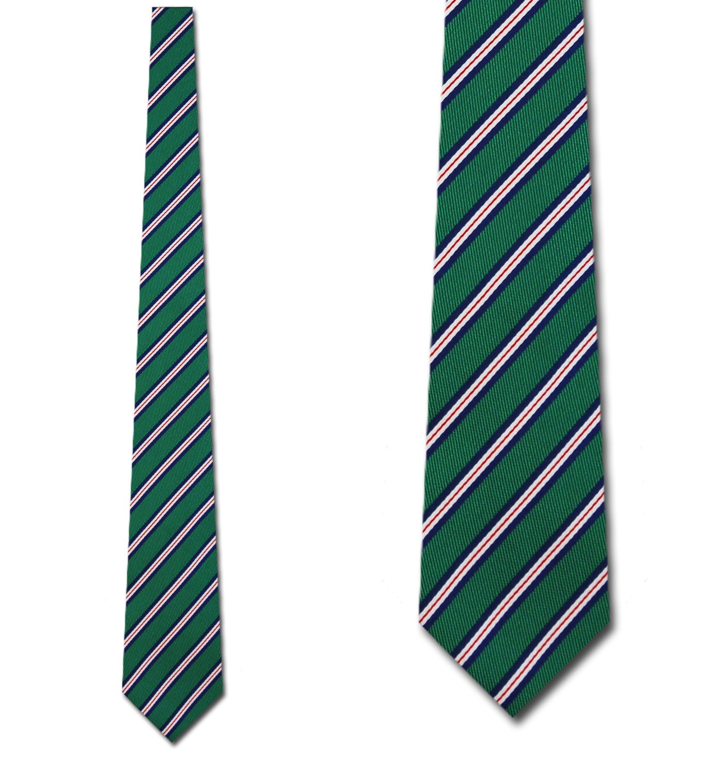 Blue and White Stripes on Green Necktie Mens Tie