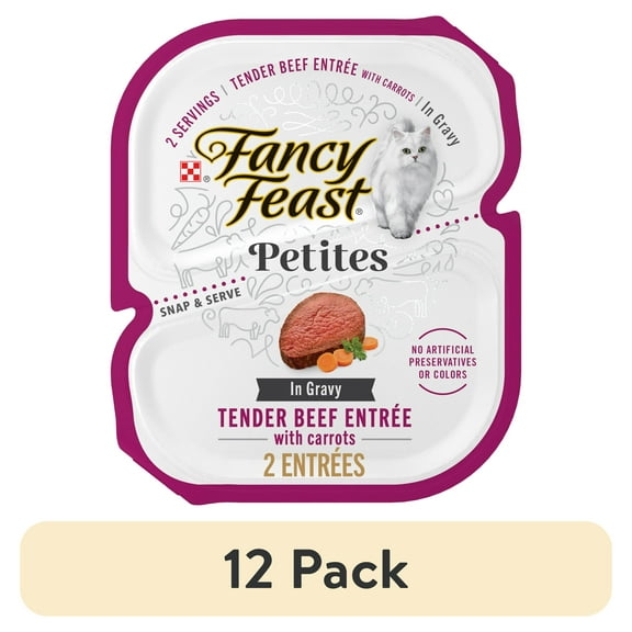 (12 pack) Purina Fancy Feast Petites Tender Beef Entree With Carrots in Gravy Gourmet Wet Cat Food Pate