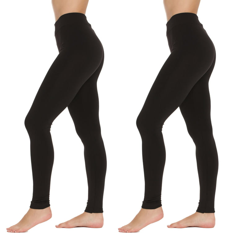 Just Love Ladies Solid Fleece Lined Seamless Leggings (Pack of 2)  6816-C-XS-S (Black Black, Medium / Large) 