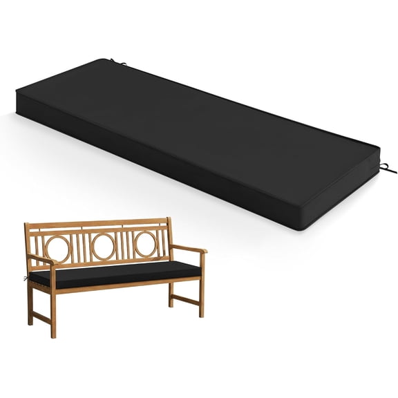 Outdoor Bench Cushion: Waterproof and Fade Resistant Patio Furniture Cushions - Non-Slip Bench Pad Cushion with Removable Cover for Garden Swing Porch Sofa Settee, 45 x 18 Inch, Black