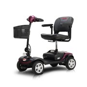 Compact Travel Mobility Scooter-4 Wheel Mobility Scooter-Electric Powered Wheelchair Device-Compact Heavy Duty Mobile for Adults Seniors-Red
