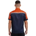 thumbnail image 2 of TiaoBug Mens Short Sleeve Zip Up Work Shirt Reflective Stripes Jacket Workshop Tops with Pockets Orange&Navy Blue 185/3XL, 2 of 7
