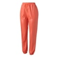 thumbnail image 5 of BOOMILK Faux Leather Pants for Women Trendy Elastic High Waisted Straight Leg Pants With Pockets Orange, 5 of 9
