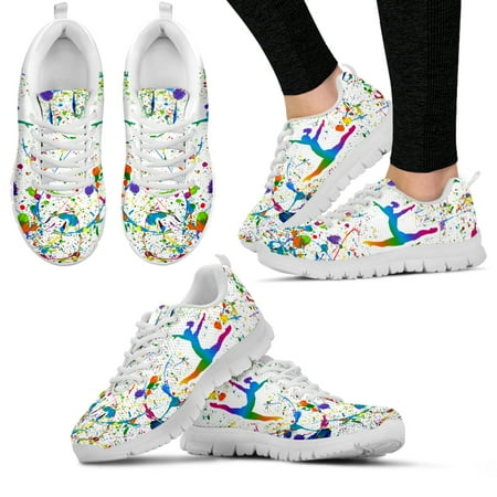 

Colorful Art Graffiti Design Dancer Print Fashion Sneakers White Lace Up Hobby Shoes Breathable Walking Shoes
